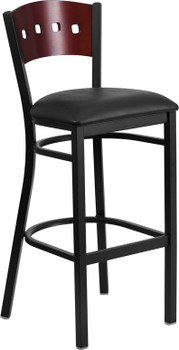 Flash Furniture HERCULES Series Bk/Mah 4 Sqr Stool-Black Seat, Model# XU-DG-60515-MAH-BAR-BLKV-GG