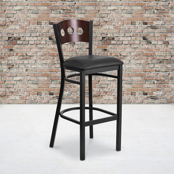 Flash Furniture HERCULES Series Bk/Wal 3 Circ Stool-Black Seat, Model# XU-DG-60516-WAL-BAR-BLKV-GG 2