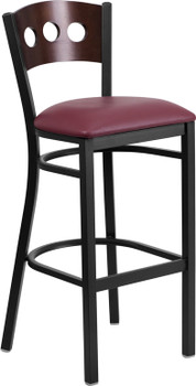 Flash Furniture HERCULES Series Bk/Wal 3 Circ Stool-Burg Seat, Model# XU-DG-60516-WAL-BAR-BURV-GG