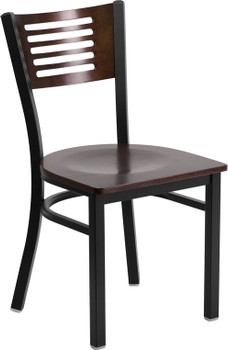 Flash Furniture HERCULES Series Bk/Wal Slat Chair-Wood Seat, Model# XU-DG-6G5B-WAL-MTL-GG