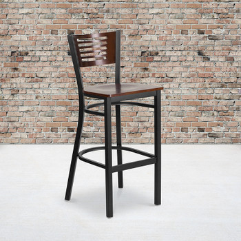 Flash Furniture HERCULES Series Bk/Wal Slat Stool-Wood Seat, Model# XU-DG-6H1B-WAL-BAR-MTL-GG 2