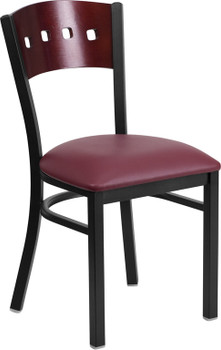 Flash Furniture HERCULES Series Bk/Mah 4 Sqr Chair-Burg Seat, Model# XU-DG-6Y1B-MAH-BURV-GG