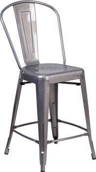 Flash Furniture 24" Clear Metal Indoor Stool, Model# XU-DG-TP001B-24-GG