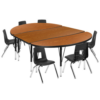 Flash Furniture 76" Oval Wave Oak Table Set, Model# XU-GRP-12CH-A3048CON-48-OAK-T-P-GG