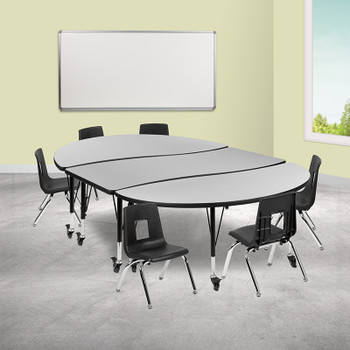 Flash Furniture 86" Oval Wave Grey Table Set, Model# XU-GRP-12CH-A3060CON-60-GY-T-P-CAS-GG 2