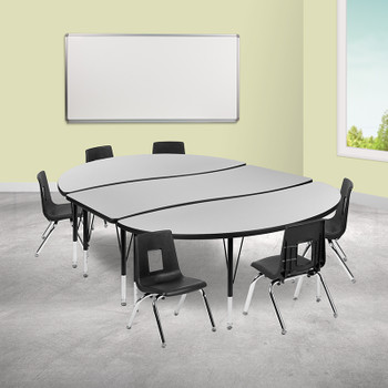 Flash Furniture 86" Oval Wave Grey Table Set, Model# XU-GRP-12CH-A3060CON-60-GY-T-P-GG 2