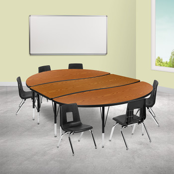 Flash Furniture 86" Oval Wave Oak Table Set, Model# XU-GRP-12CH-A3060CON-60-OAK-T-P-GG 2