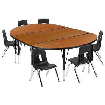 Flash Furniture 76" Oval Wave Oak Table Set, Model# XU-GRP-14CH-A3048CON-48-OAK-T-P-GG
