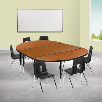 Flash Furniture 76" Oval Wave Oak Table Set, Model# XU-GRP-14CH-A3048CON-48-OAK-T-P-GG 2