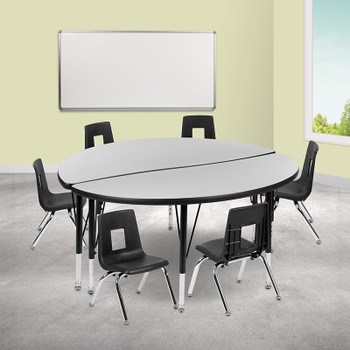 Flash Furniture 48" Circle Wave Grey Table Set, Model# XU-GRP-14CH-A48-HCIRC-GY-T-P-GG 2