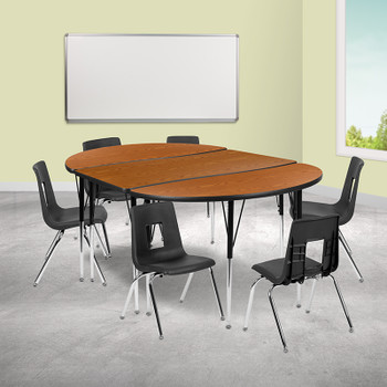 Flash Furniture 76" Oval Wave Oak Table Set, Model# XU-GRP-16CH-A3048CON-48-OAK-T-A-GG 2