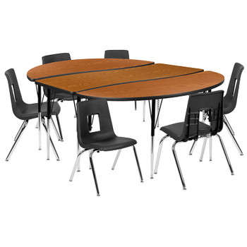 Flash Furniture 86" Oval Wave Oak Table Set, Model# XU-GRP-16CH-A3060CON-60-OAK-T-A-GG