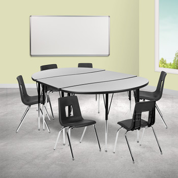 Flash Furniture 76" Oval Wave Grey Table Set, Model# XU-GRP-18CH-A3048CON-48-GY-T-A-GG 2