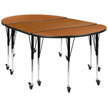 Flash Furniture 3PC 76" Oval Oak Table Set, Model# XU-GRP-A3048CON-48-OAK-T-A-CAS-GG