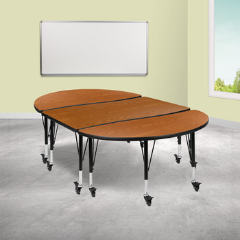 Flash Furniture 3PC 76" Oval Oak Table Set, Model# XU-GRP-A3048CON-48-OAK-T-P-CAS-GG 2
