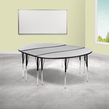 Flash Furniture 3PC 86" Oval Grey Table Set, Model# XU-GRP-A3060CON-60-GY-T-A-GG 2