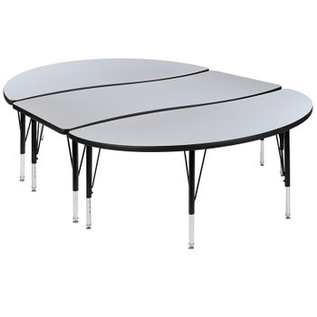 Flash Furniture 3PC 86" Oval Grey Table Set, Model# XU-GRP-A3060CON-60-GY-T-P-GG