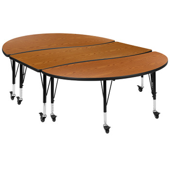 Flash Furniture 3PC 86" Oval Oak Table Set, Model# XU-GRP-A3060CON-60-OAK-T-P-CAS-GG