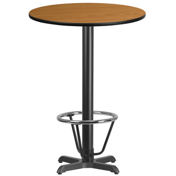 Flash Furniture 30RD Natural Table-X-Base, Model# XU-RD-30-NATTB-T2222B-3CFR-GG