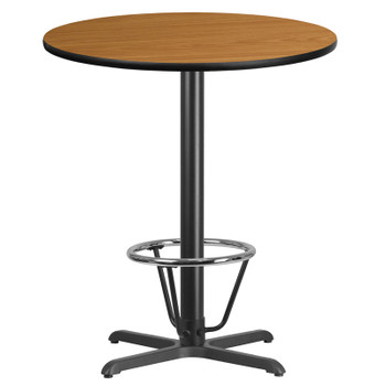 Flash Furniture 36RD Natural Table-X-Base, Model# XU-RD-36-NATTB-T3030B-3CFR-GG