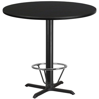 Flash Furniture 42RD Black Table-33x33 X-Base, Model# XU-RD-42-BLKTB-T3333B-4CFR-GG