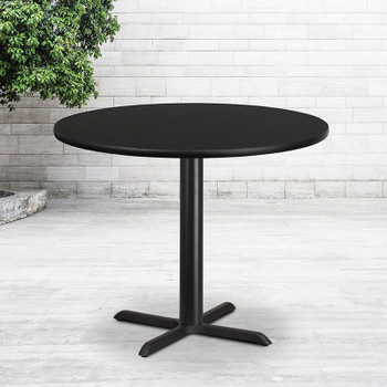 Flash Furniture 42RD Black Table-33x33 X-Base, Model# XU-RD-42-BLKTB-T3333-GG 2