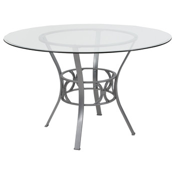 Flash Furniture Carlisle 48RD Glass Table/Silver Frame, Model# XU-TBG-19-GG