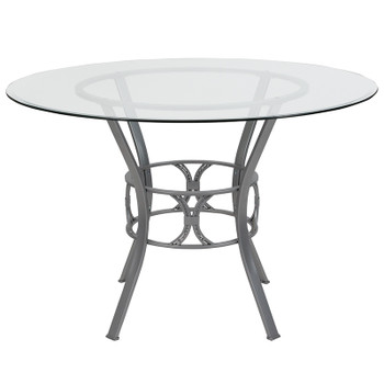 Flash Furniture Carlisle 45RD Glass Table/Silver Frame, Model# XU-TBG-20-GG 2