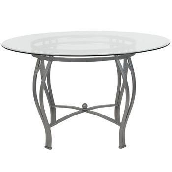Flash Furniture Syracuse 48RD Glass Table/Silver Frame, Model# XU-TBG-22-GG 2