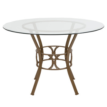 Flash Furniture Carlisle 45RD Glass Table/Gold Frame, Model# XU-TBG-2-GG 2