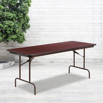 Flash Furniture 30x72 Mahogany Wood Fold Table, Model# YT-3072-MEL-WAL-GG 2