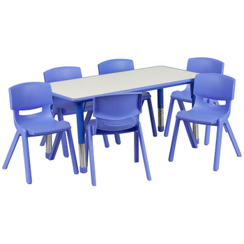 Flash Furniture 23x47 Blue Activity Table Set, Model# YU-YCY-060-0036-RECT-TBL-BLUE-GG