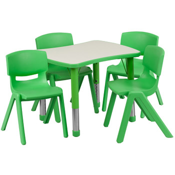 Flash Furniture 21x26 Green Activity Table Set, Model# YU-YCY-098-0034-RECT-TBL-GREEN-GG