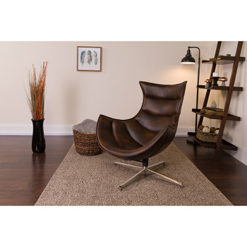 Flash Furniture Brown Leather Cocoon Chair, Model# ZB-39-GG 2