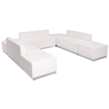 Flash Furniture HERCULES Alon Series White Leather Recep Set, 7 PC, Model# ZB-803-660-SET-WH-GG