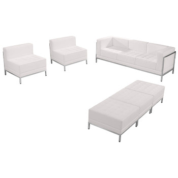 Flash Furniture HERCULES Imagination Series White Leather Lounge Set, 6 PC, Model# ZB-IMAG-SET20-WH-GG
