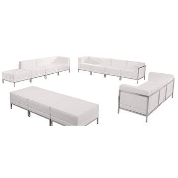 Flash Furniture HERCULES Imagination Series White Leather Lounge Set,12 PC, Model# ZB-IMAG-SET21-WH-GG