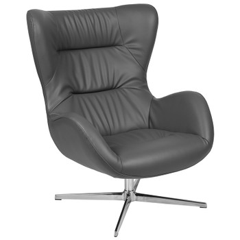 Flash Furniture Gray LeatherSoft Swivel Chair, Model# ZB-WING-GY-LEA-GG