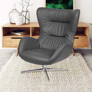 Flash Furniture Gray LeatherSoft Swivel Chair, Model# ZB-WING-GY-LEA-GG 2