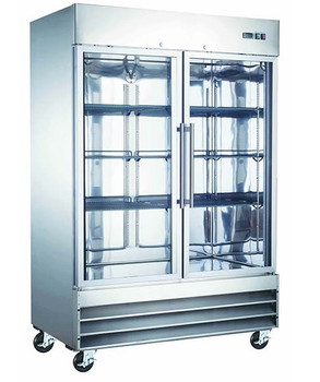 Admiral Craft Refrigerator Stainless Steel 2 Glass Door Model USRF-2D-G