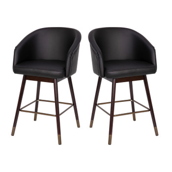 Flash Furniture Margo 2 PK Black Leather 26" Barstools, Model# 2-AY-1928-26-BK-GG