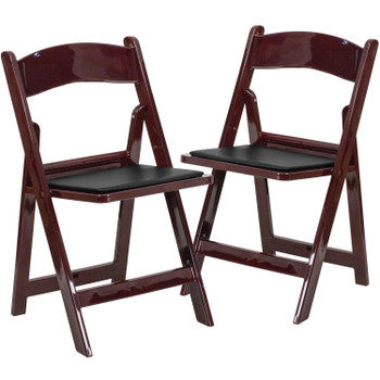 Flash Furniture Hercules Folding Chair Red Mahogany Resin 2 Pack 800LB Weight Capacity Comfortable Event Chair Light Weight Folding Chair, Model# 2-LE-L-1-MAH-GG