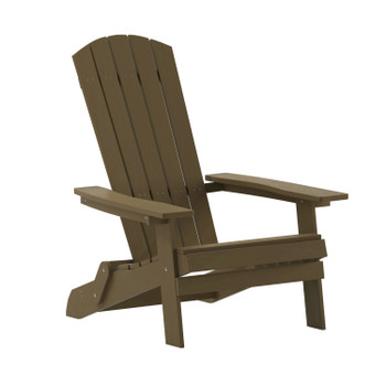 Flash Furniture Charlestown Commercial Folding Adirondack Chair Mahogany Poly Resin Indoor/Outdoor Weather Resistant, Model# JJ-C14505-MHG-GG