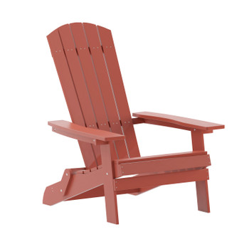 Flash Furniture Charlestown Commercial Folding Adirondack Chair Red Poly Resin Indoor/Outdoor Weather Resistant, Model# JJ-C14505-RED-GG