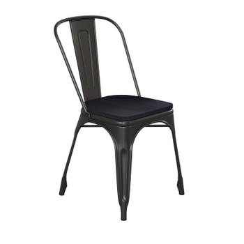 Flash Furniture Perry Commercial Grade Black Metal Indoor-Outdoor Stackable Chair w/ Black Poly Resin Wood Seat, Model# CH-31230-BK-PL1B-GG