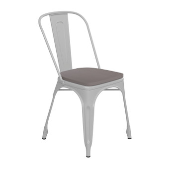 Flash Furniture Perry Commercial Grade White Metal Indoor-Outdoor Stackable Chair w/ Gray Poly Resin Wood Seat, Model# CH-31230-WH-PL1G-GG