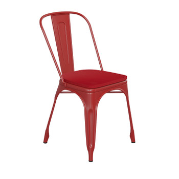 Flash Furniture Perry Commercial Grade Red Metal Indoor-Outdoor Stackable Chair w/ Red Poly Resin Wood Seat, Model# CH-31230-RED-PL1R-GG