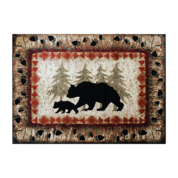 Flash Furniture Ursus Collection 5' x 7' Rustic Lodge Wandering Black Bear & Cub Area Rug w/ Jute Backing, Model# KP-RGB3940-57-BN-GG