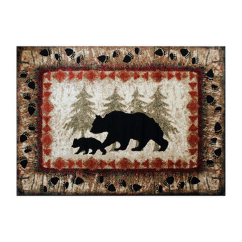Flash Furniture Ursus Collection 6' x 9' Rustic Lodge Wandering Black Bear & Cub Area Rug w/ Jute Backing, Model# KP-RGB3940-69-BN-GG