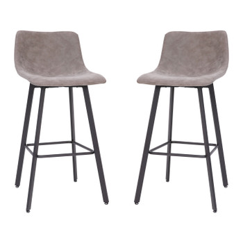 Flash Furniture Caleb Modern Armless 30 Inch Bar Height Commercial Grade Barstools w/ Footrests in Gray LeatherSoft & Black Matte Iron Frames, Set of 2, Model# CH-212069-30-GY-GG